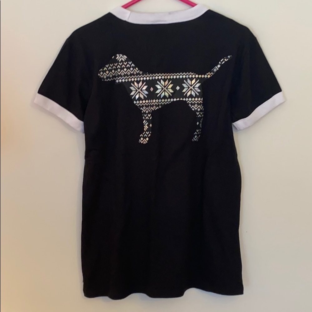VS Pink new 2016 Christmas dog ringer tee T-shirt